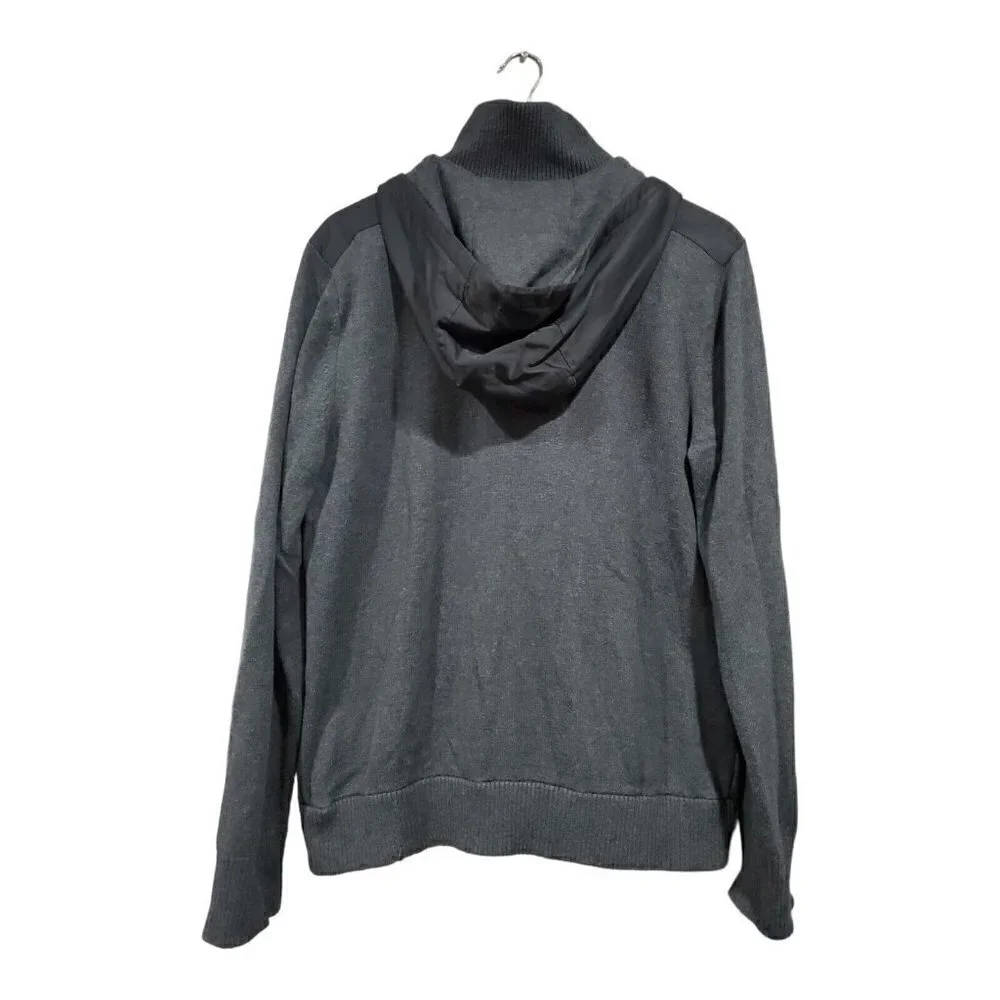 Banana Republic Men's Full-Zip Hooded Sweater Jacket Gray Pockets Sz L
